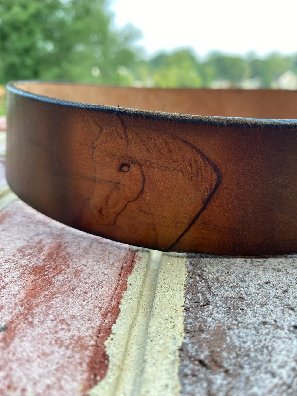 HORSE HEAD ORNATE Buckle Leather Belt